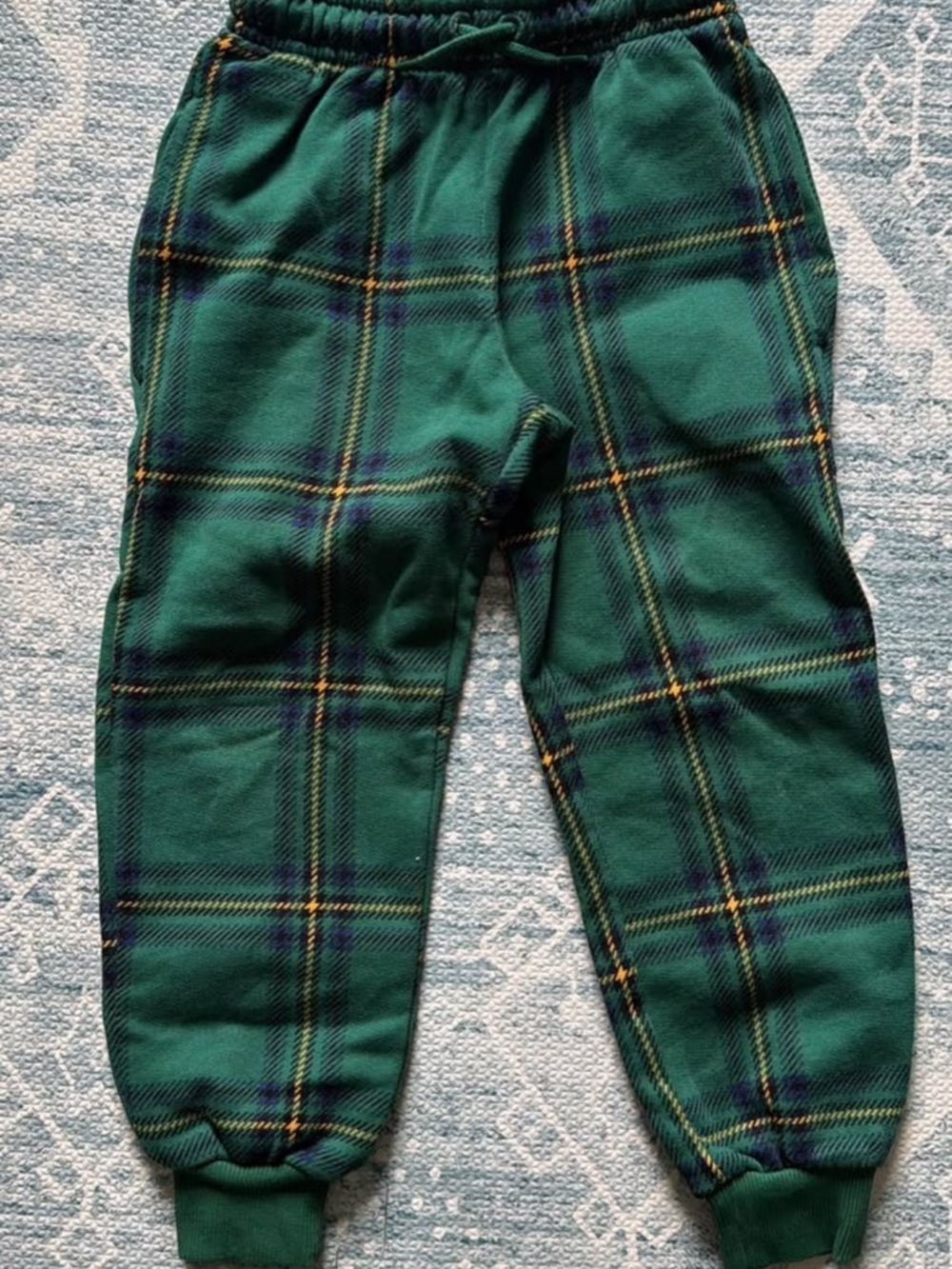 Mini Rodini Green Plaid Sweatpants